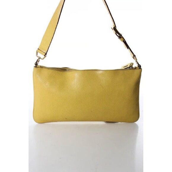 Vintage 90s Prada Yellow Grained Leather Hobo Satchel with Top Zip - Picture 4 of 9